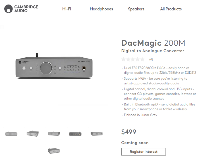 Cambridge Audio发布DacMaigc 200M旗舰数模转换耳放